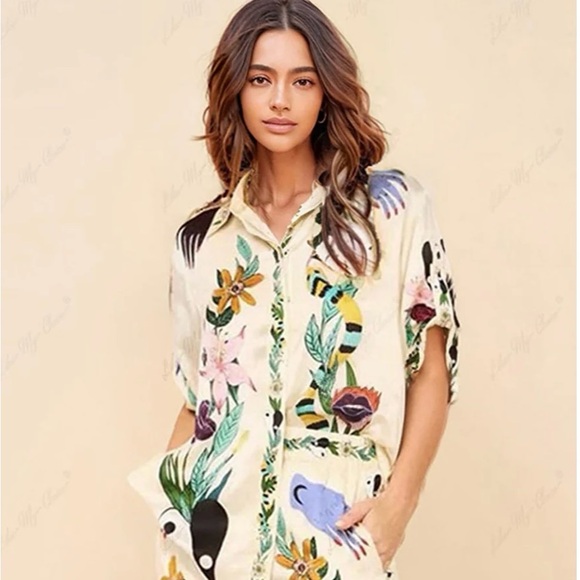 Commense Other - Patterned (multi-color) satin pant set - as seen on “Like My Choice” & Commense.